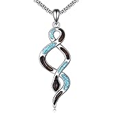 YFN Snake Necklace Sterling Silver Turquoise Wood Snake Jewelry Gifts for Women Men