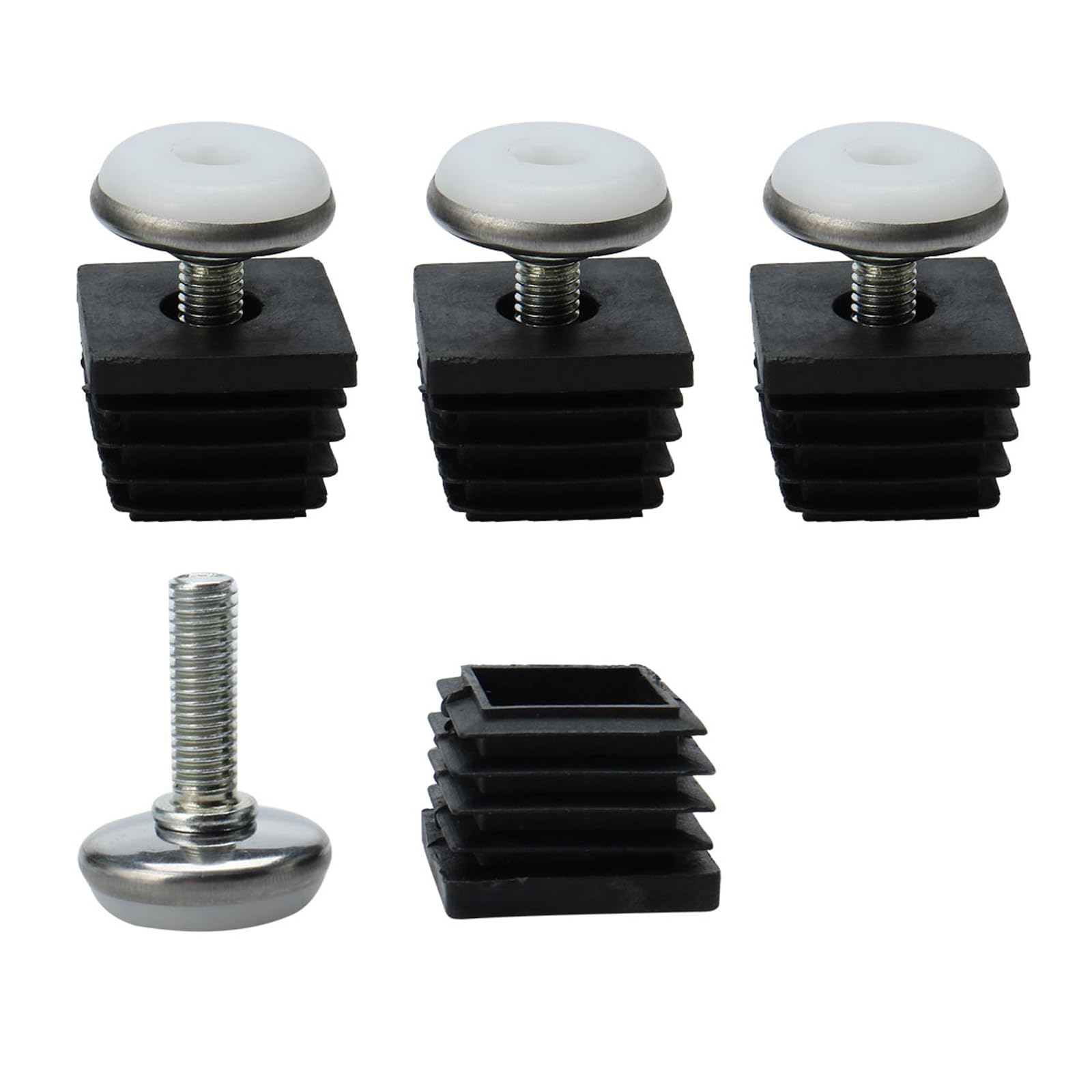 Sourcingmap M8 Leveling Feet 30 x 30mm Square Insert Adjustable Furniture Glide 4 Sets