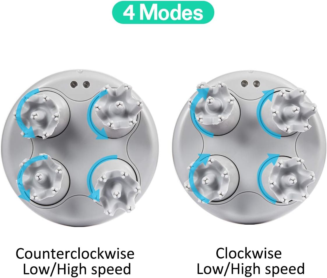 LATME Electric Scalp Massager Portable Head Scratcher Massager Handheld with Tissue Kneading 84 Nodes Gifts Idea Stress Release Full Body Massage for Muscles Back Shoulder Calf Pain (White-Grey): Health & Personal Care