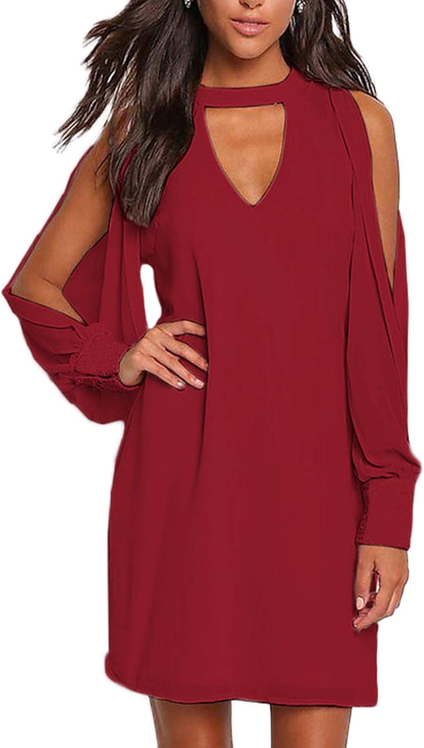 red long sleeve mini dress