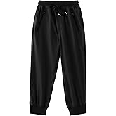 Arshiner Boys Casual Pants Kids Elastic Waist Drawstring Jogger Pants Boys Sweatpants with Zipper Pockets 3-12 Years