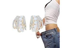 NEWUREHO Astennu Lymphvity Auriculotherapy White Onyx EarCuff, Lymphvity Auriculotherapy White Onyx EarCuff, Slimio Auricular Rowline Ear Cuff, Acupressure Slimming Earrings Non Pierced Clip on Ears