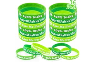 UMEELR St. Patrick's Day Shamrock Bangle Bracelets Green Irish Rubber Wristbands Bracelet for Party Favors Supplies 36 Pack