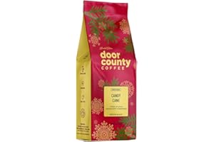 DOOR COUNTY COFFEE & TEA CO. Door County Coffee Candy Cane Flavored Coffee Ground | 8oz Bag | Holiday Seasonal Coffee | Medium Roast | 100% Specialty Arabica Coffee | Peppermint Flavored Coffee