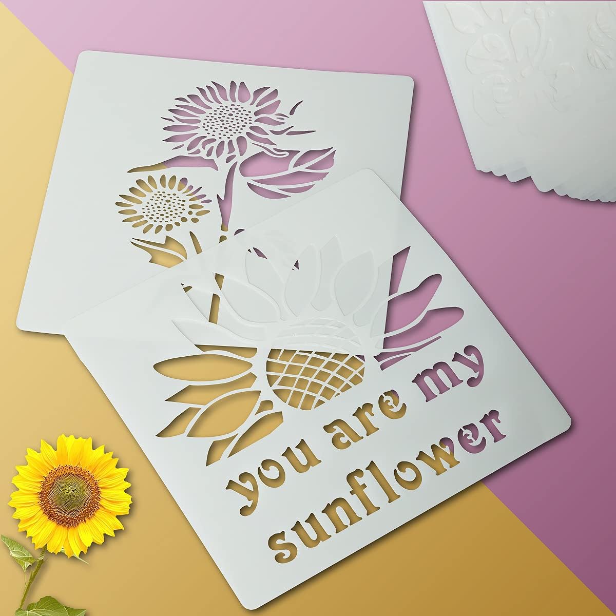 20 Pieces Flower Stencil Flower Drawing Stencils in Different Patterns DIY You are My Sunflower Theme hollowout Template Durable Artists' Drawing and Lettering Aids (7.87 x 7.87 Inch) : Kitchen & Dining