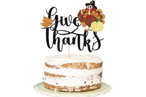 Florcmet Thanksgiving Cake Topper Decoration- Give Thanks Cake Toppers,Pumpkin Turkey Maple Fall Themed Cake Picks Decor for Birthday Party,Thanksgiving Party,Harvest Day Fall Autumn Cake Decoration