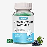 Liqherb Lithium Orotate 5mg Gummies for Mood Support & Stress Management - Vegan Sugar-Free, Non-GMO, Gluten Free, Grape Flavor, 60