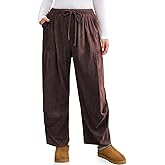 TARSE Women Corduroy Baggy Harem Pants Drawstring Loose Wide Leg Casual Lounge Pant 2025 Travel Vacation Clothes with Pockets