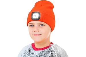YunTuo LED Beanie for Kids, Unisex Rechargeable Headlamp Hat Winter Night Lighted Cap, Gifts for Kids Boys Girls
