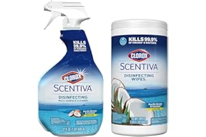 Clorox Scentiva Disinfecting Multi-Surface Cleaner Spray & Disinfecting Wipes, Pacific Breeze & Coconut Scent - Bundle of 2 Items
