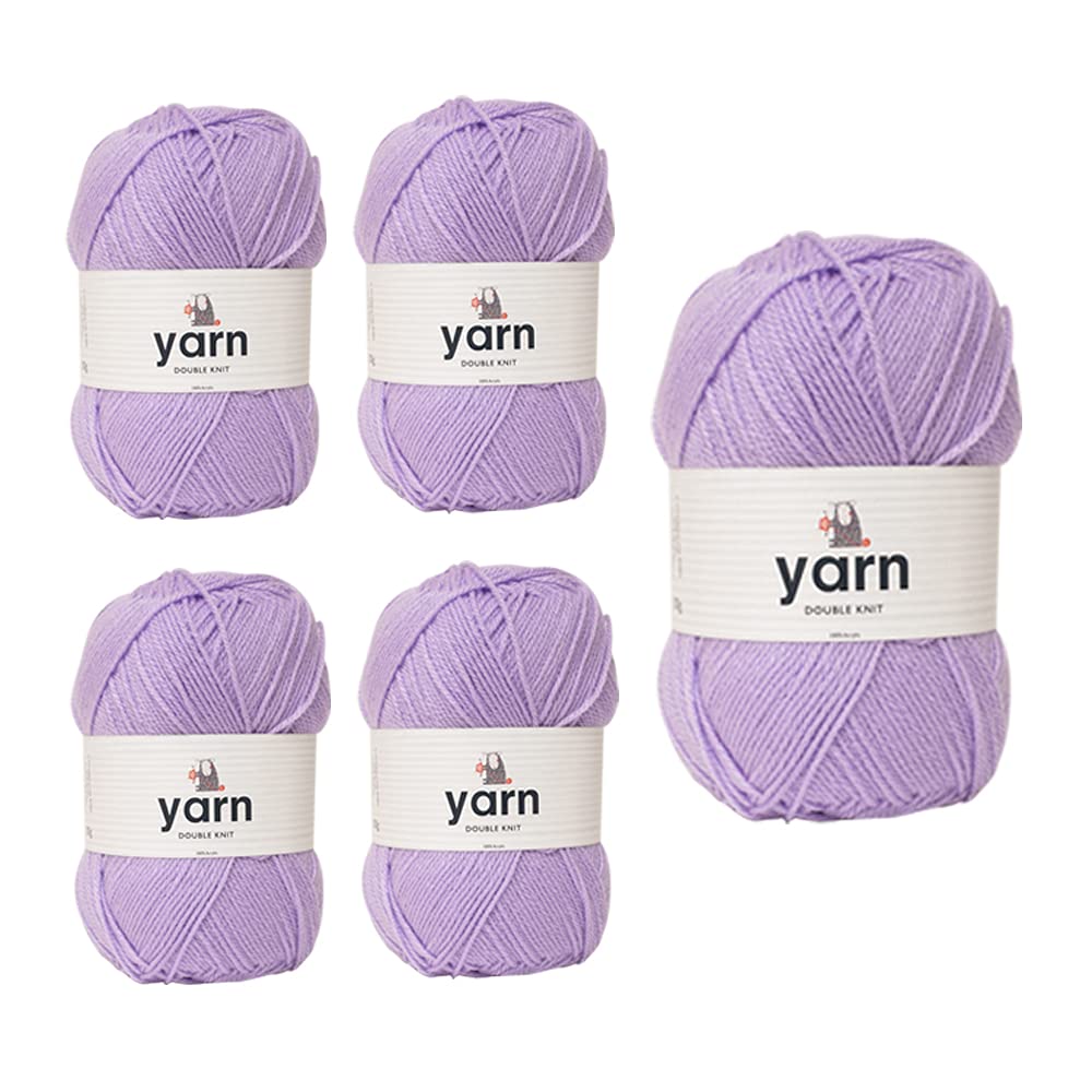 Korbond DK Lilac Yarn - 5 x 100g Acrylic Wool - Lightweight, Hypoallergenic & Durable Double Knit Crochet Yarn Knitting Wool (1450m Total) — image 1