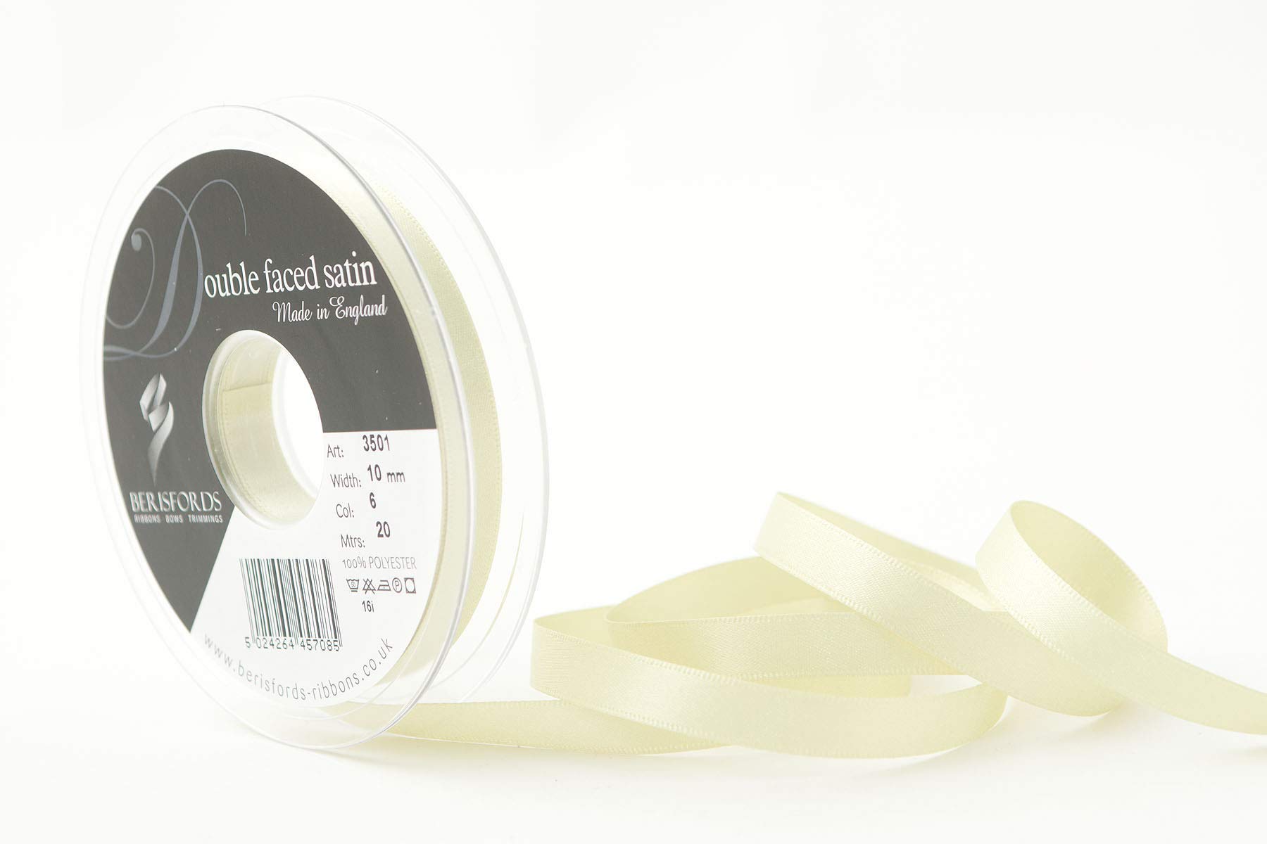 Berisfords Double FACE Poly Satin, Polyester, Lime, 10.4 x 10.4 x 1.3 cm — image 1