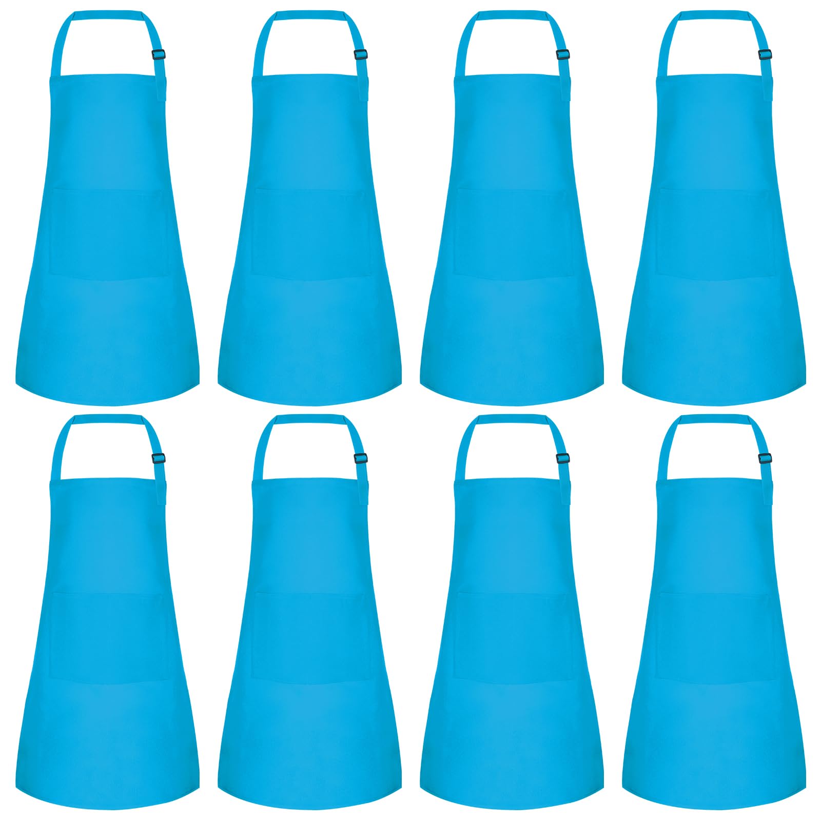 Morcheiong 8 Pack Adjustable Kids Apron Bulk with 2 Pockets Toddler Apron Kids Painting Aprons for Cooking Baking Paiting Boys Girls (Light Blue)