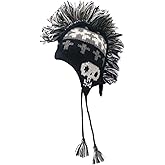 Bone Skull Mohawk Hat - Black and White Skull Hat | Handmade in Nepal - 100% Cotton One Size