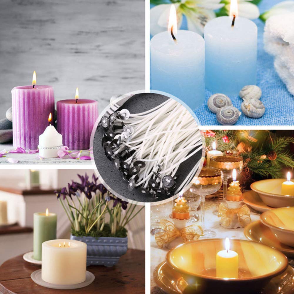 LTKJ 8 Inch Low Smoke Natural Cotton Core Candle Wick PreWaxed Wick