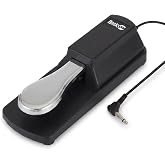RockJam 6.35mm Sustain Pedal for Electronic Keyboards and Digital Pianos with Polarity Switch, Anti-Slip Rubber Bottom and 5.9 ft. Cable
