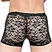 FEESHOW Men's Lace Flower Floral Print Pouch Underwear Boxer Briefs Shorts Black One size