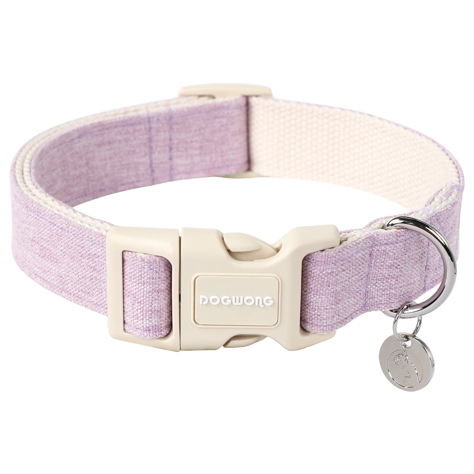Photo 1 of (used) DOGWONG Cotton Hemp Dog Collar - Heavy-Duty Adjustable Soft Natural Fabric Pet Collar
