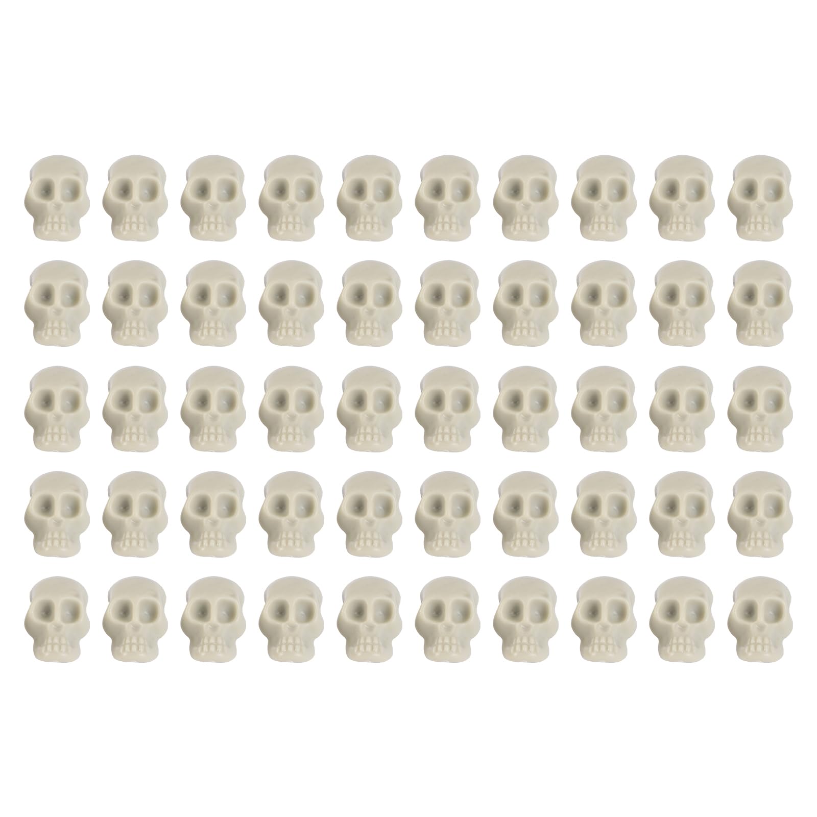 PRETYZOOM 50pcs Mini Plastic Skull Heads Decorations Realistic Skeleton Skulls for Halloween Trick Toy Accessories