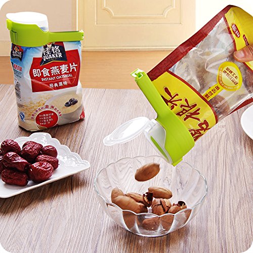 Food Clips Bag Sealing Clips with Discharge Nozzle Plastic Bag Moisture Sealing Clamp Food Saver Kitchen Snack Tool 3pcs