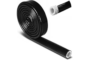 XINPENGLIU Insulation Heat Shielded Fire Thermo Armor Fire Sleeve Silicone Coated Fiberglass Heat Protection for Automotive Hose Lines & Electrical Wiring-（Black 1" ID x3.3FT）