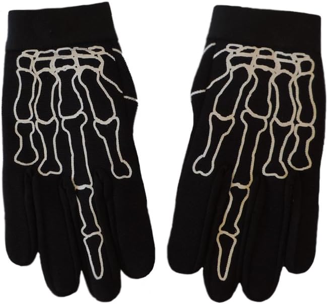 Skeleton Middle Finger Bone Textile Mechanic Gloves Size XL