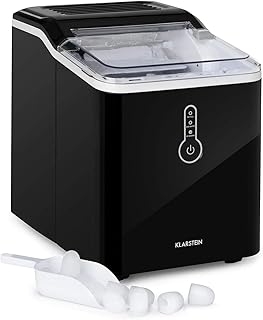 Klarstein Chillout - Eiswürfelmaschine, 12 kg Eis pro Tag, Produktionszyklus: 8 min, Wassertank: 1,5 l, Eiswürfelbereiter ohne Wasseranschluss, mit Eisschaufel, Icemaker Minibar, schwarz