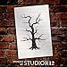 Spooky Hollow Tree Stencil by StudioR12 | Haunted Halloween Art - Mini 4 x 6-inch Reusable Mylar Template | Painting, Chalk, Mixed Media | Use for Journaling, DIY Home Decor - STCL742_1