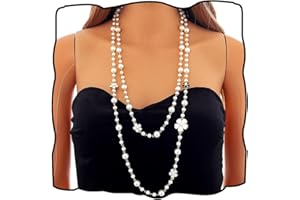 Bmirth Long Pearl Necklaces Layered Pearl Necklaces Jewelry 1920s Pearls Body Jewelry for Women