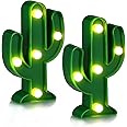 Riakrum 2 Pieces LED Cactus/ Flamingos Light Cactus Flamingos Decorations Cute Table Night Lamp LED Night Light Mini Bedroom 