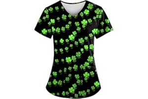 OIOLOYJM Scrubs for Women Set Nurse Gifts Printed Scrub Tops Women V Neck Short Sleeve Nursing Tops with Pockets