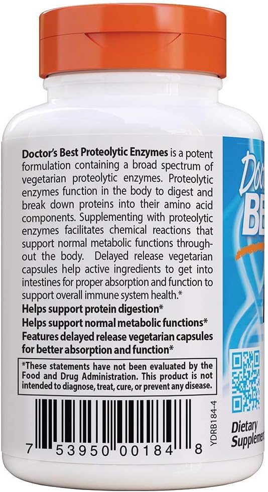 Doctor's Best Proteolytic enzymes, Digestion, Muscle, Joint, Non-GMO, Gluten Free, Vegetarian, 90 Veggie Caps: Health & Personal Care