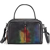 Genuine Leather Small Satchel Purses and Handbags Shoulder Bag for Women Vintage Real Leather Crossbody Purse with Strap