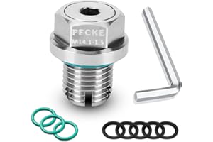 PFCKE M14.1-1.5x 15mm Oil Drain Plug Oversize Piggyback, Stainless Steel Self Tapping Oil Pan Thread Repair Kit with O-Ring,and Hexagonal Wrench