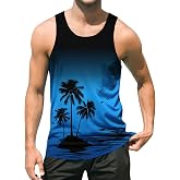 uideazone Mens Beach Tank Tops Summer Graphic Sleeveless Workout Shirt | Lightweight Breathable Quick Dry Fabric, No Fade Print, Stretch, Loose Fit Vest for Summer Vacation, Gym, Running, Daily Wear