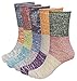 Bienvenu Women's Lady's 5 Pack Multicolor Cotton Crew Socks, Multi Color 4