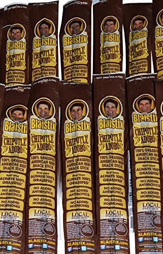 Pure Grass Fed U.S.A. Beef Jerky Snack Sticks - 50 Chipotle Adobo | Gluten Free | No Antibiotics | No Hormones | No Nitrates