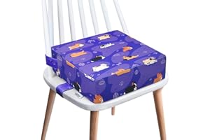 YEROLY Toddler Booster Seat for Dining Table,4 Inches Washable Double Safer Straps Non-Slip Bottom Booster Seat Dining for kids, Portable Travel High Density Sponge Detachable Increasing Cushion for Child.