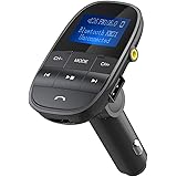 Nulaxy Wireless In-Car Bluetooth FM Transmitter Radio Adapter Car Kit W USB Charger Support USB Flash Drive Micro SD Card AUX Input Output 1.44 Inch LCD Display, Black