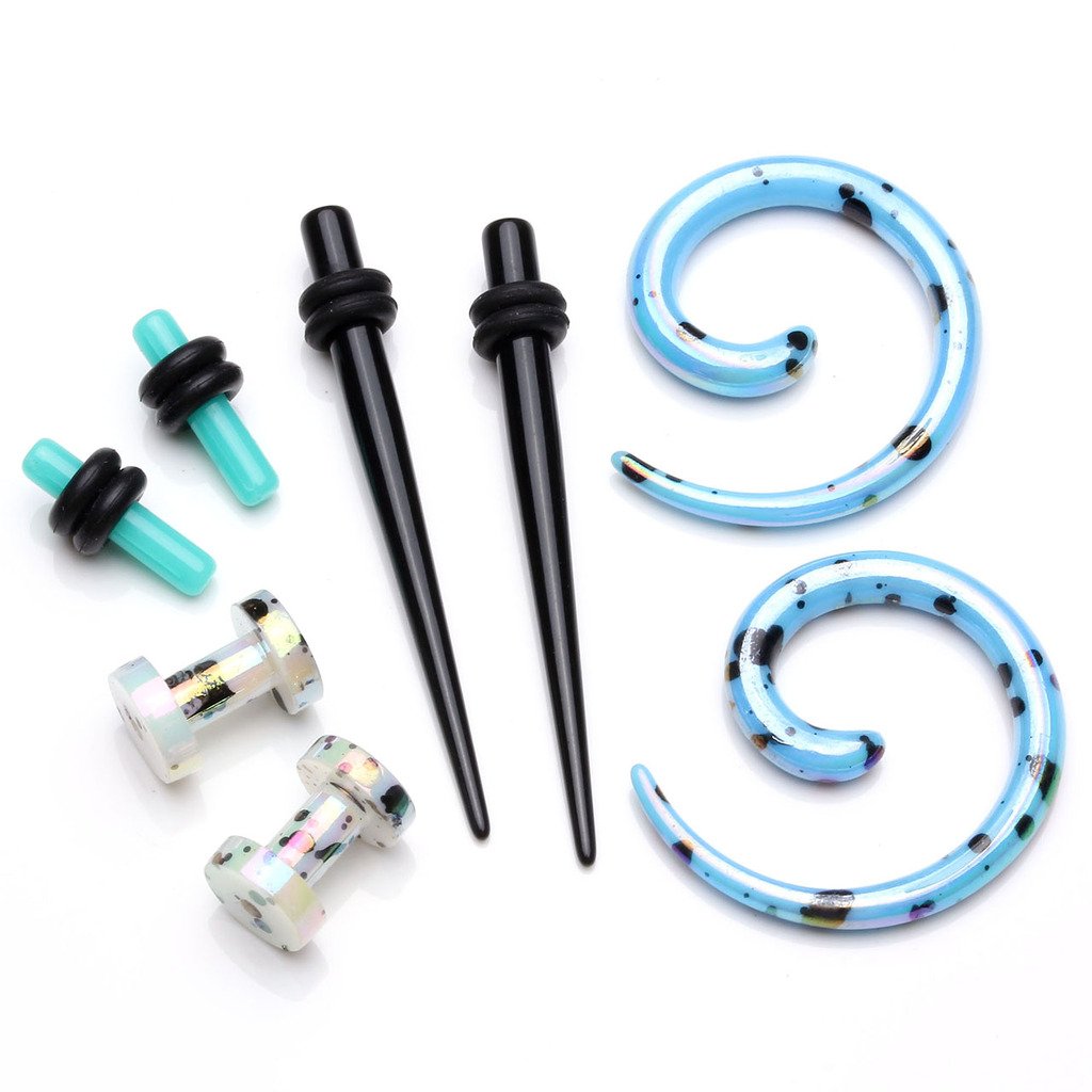 Buy Jovivi 8pc Mix Ear Stretching Kit Black Arcylic Tapers + Tunnels + Spiral Snail Plugs Ear