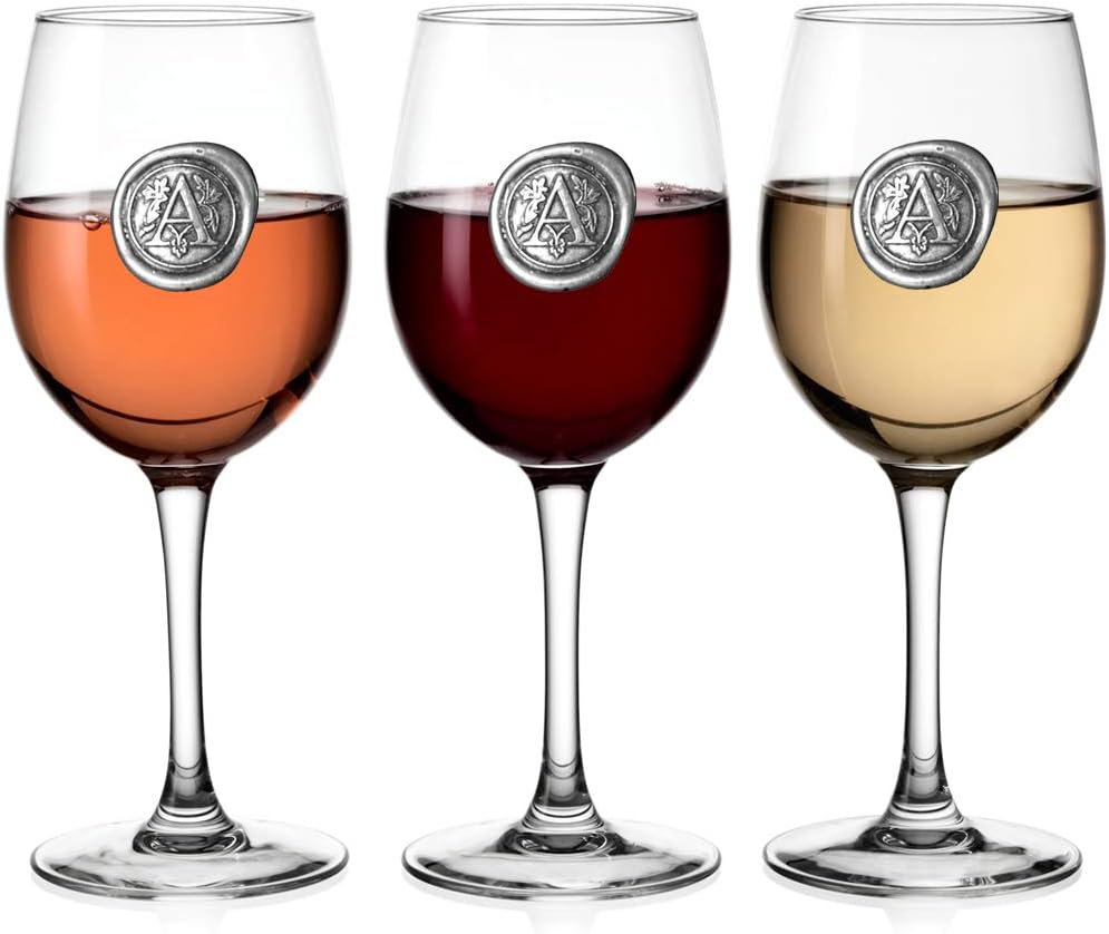 English Pewter Company Personalised Wine Glass with Your Choice of Initial (A), Unique Gift for Men or Women Birthdays - Image 3