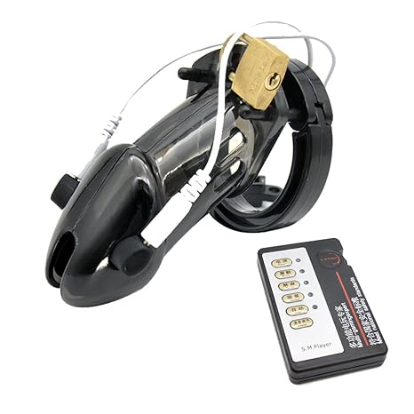 Yocitoy Electric Shock Long-Typ Cock Cage,Peniskäfig,Keuschheitsgürtel für Männer Bondage Fetisch (5 Cockringe) Schwarz