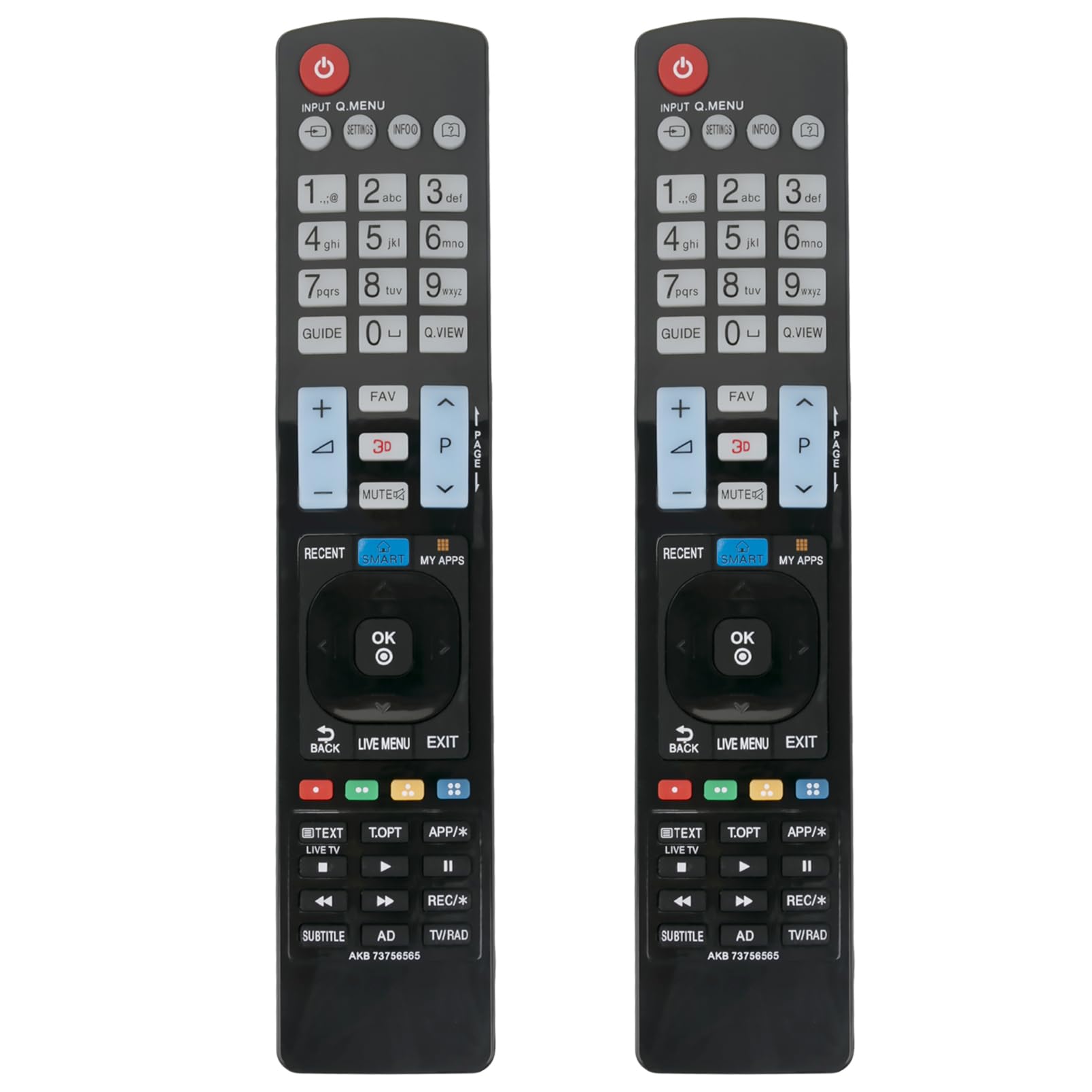 2Pcs AKB73756565 Replace Remote Control fit for LG TV 42LG5000 42PC1RV 50PK760 22LG3060 32LV2500 32LG30RA 37LH7020 37LG5000 50PG60 60PA6500 19LV2500 32LK330ZH 32LG3000 37LH4000 37LG3000