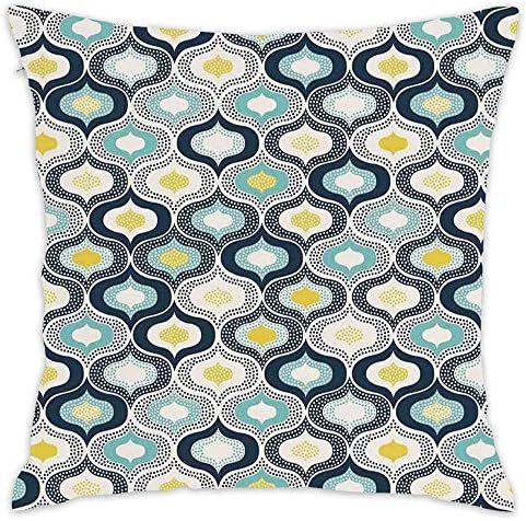 Hwensona Modern Decor,Geometric Morrocan Mediterrain Style Dots with Ornamental Details Image,Blue and White Throw Pillow Covers Decorative for Pillows - Couch, Home Decor 18"x18" inches