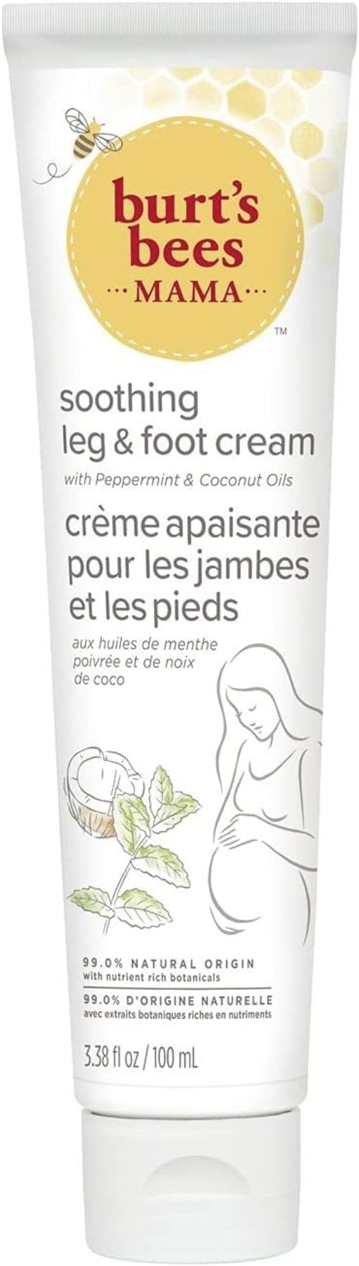 Burt's Bees Mama Soothing Leg & Foot Cream 100ml Coconut Peppermint Oil Relief