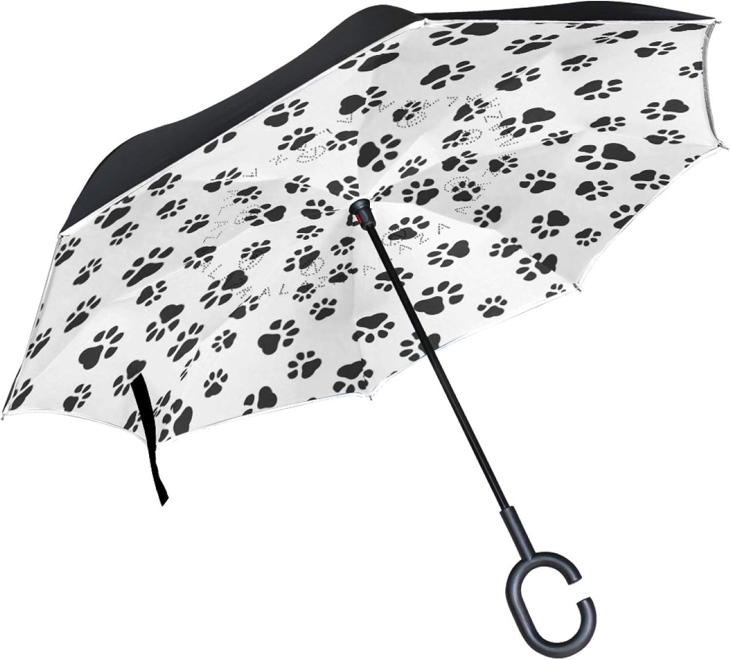 Dog Paw Print Inverted Umbrella, CShaped Handle Cars Reverse Folding