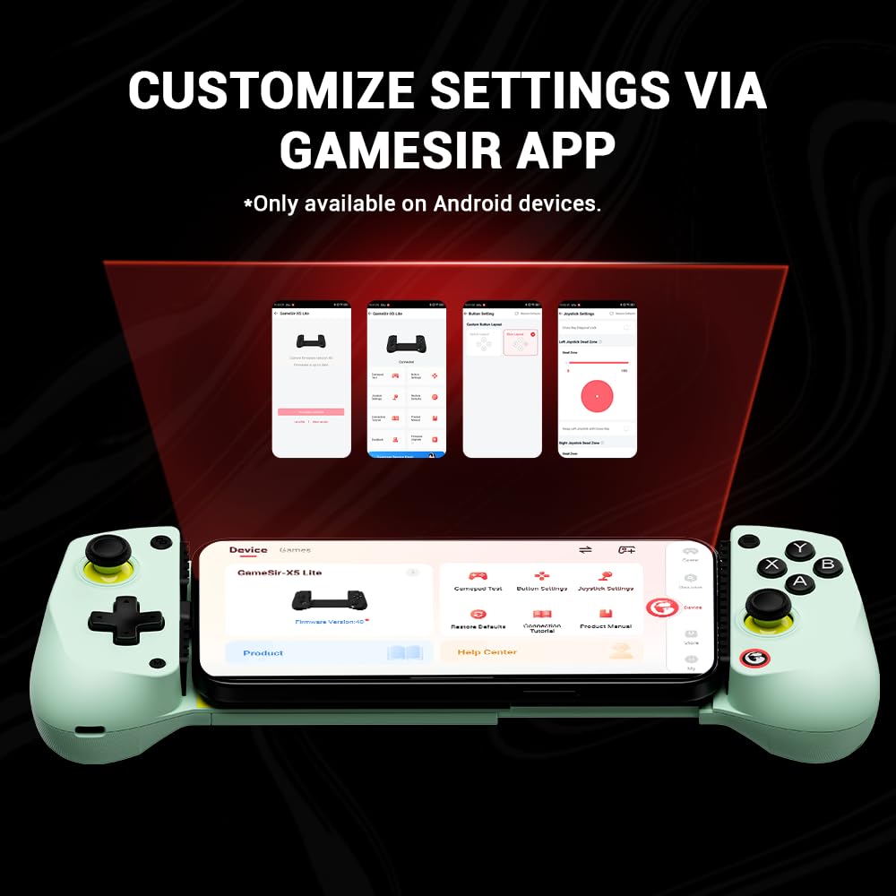 GameSir X5 Lite Mobile Gaming Controller for Android, iPhone 15/iPhone 16 Series, iPad Mini 6/7(USB-C), Type-C Phone Controller with Hall Effect Sticks, Turbo Function for Call Of Duty, Genshin Impact, Minecraft, Plug and Play Gamepad(Wasabi)