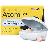 Audien Atom One OTC Hearing Aids | Wireless, Rechargeable, Comfortable, Clear Sound, Small Discreet Design