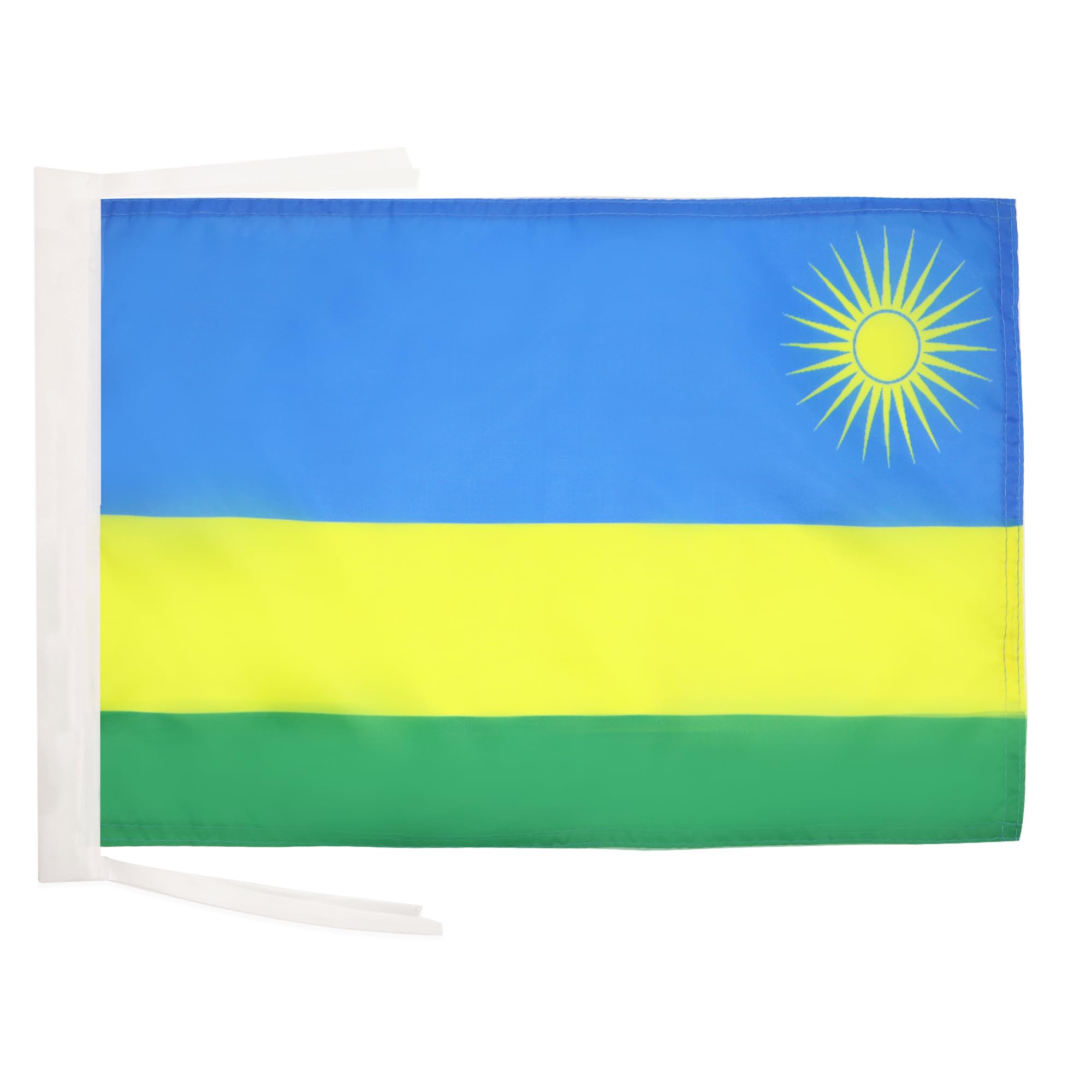 AZ FLAG - Rwanda Flag - 18'' x 12'' - 100% Polyester Rwandese Small Banner with Two Cords - Fade Resistant - Vivid Colors - 18x12 in - 45x30 Cm