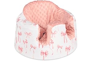 DAYEEBALL Seat Cover Compatible with Bumbo Seat, Soft and Breathable Baby Floor Seat Cover for Baby Boy & Girl (Cover Only), Pink Bow
